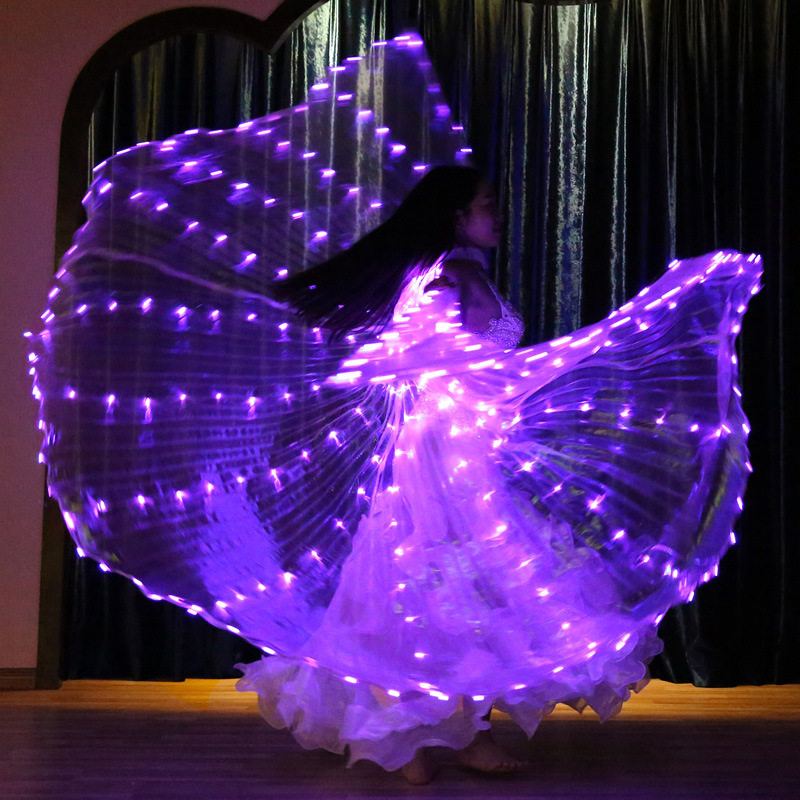 Solid Color Led Light Up Belly Dance Capes Isis Wing For Ladies